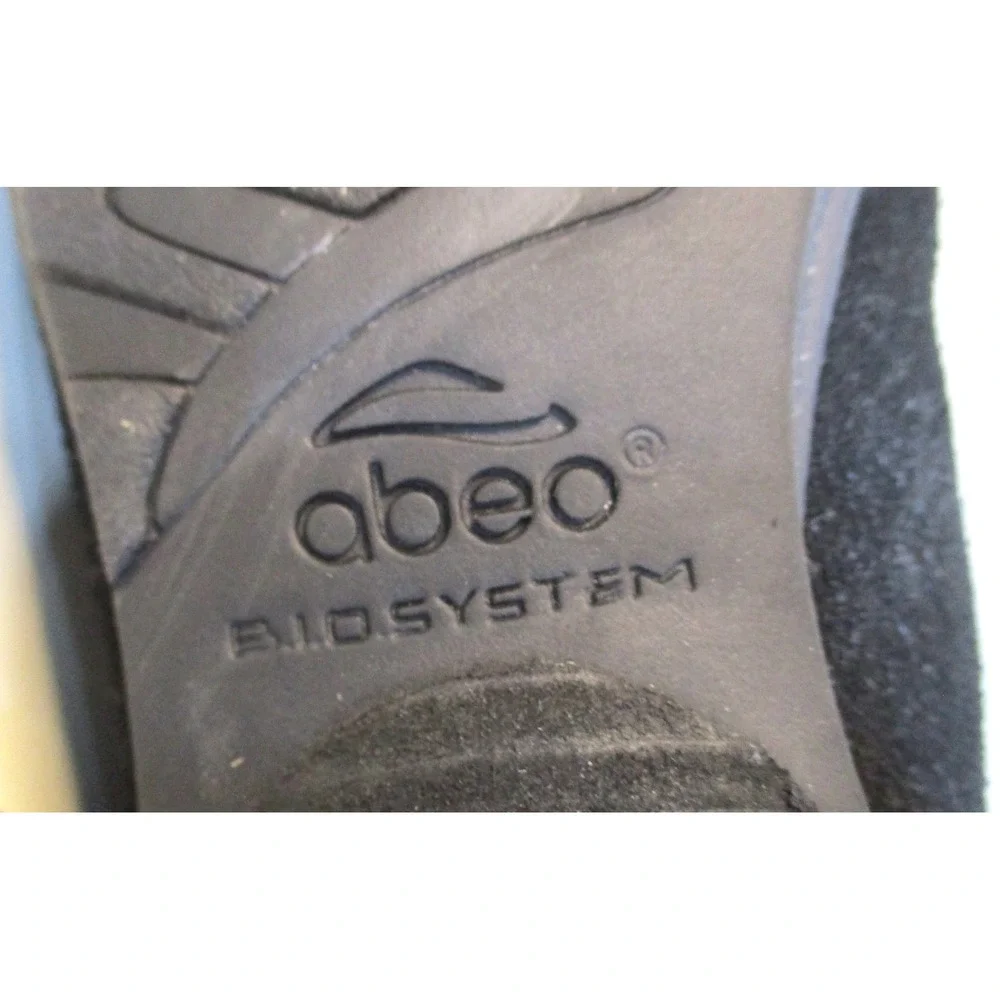 Abeo BIOsystem Black Suede Perforated Ankle Boots Braided Tassel Low Heel 6